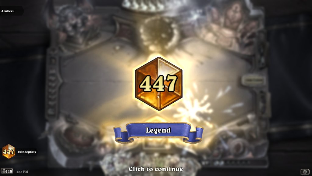 Legend Screenshot, showing when ElectricSheepCity reached rank 447 in Standard
